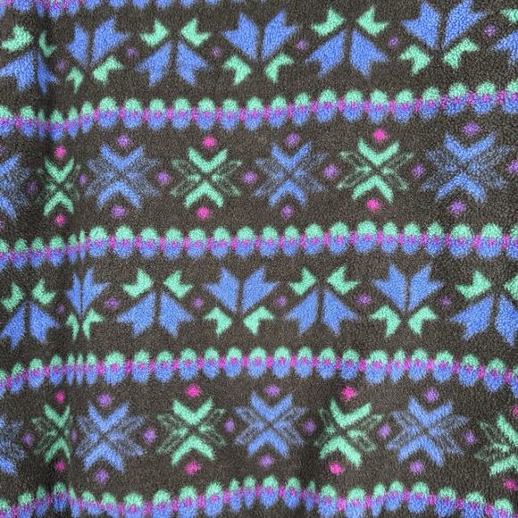 LL Bean Shirt Mens Medium Blue Green Fair Isle‎ Snap Fleece Retro Vintage 90s - Picture 5 of 11